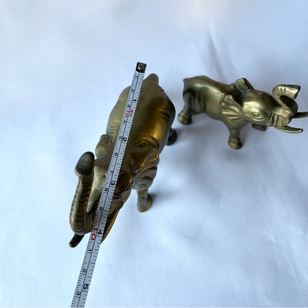 Vintage Brass Elephant & Calf Art Figurines - Picture 8 of 8